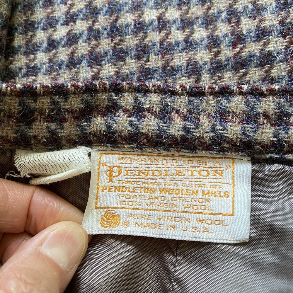 Pendleton A-Line Midi Tweed Skirt Size S / 28" Waist Brown Houndstooth Made USA - Picture 2 of 9